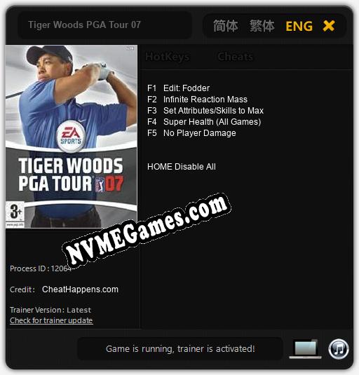 Tiger Woods PGA Tour 07: Cheats, Trainer +5 [CheatHappens.com]