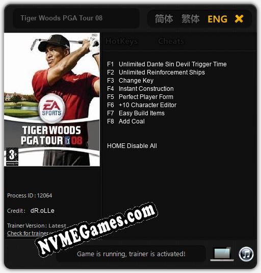 Tiger Woods PGA Tour 08: Cheats, Trainer +8 [dR.oLLe]