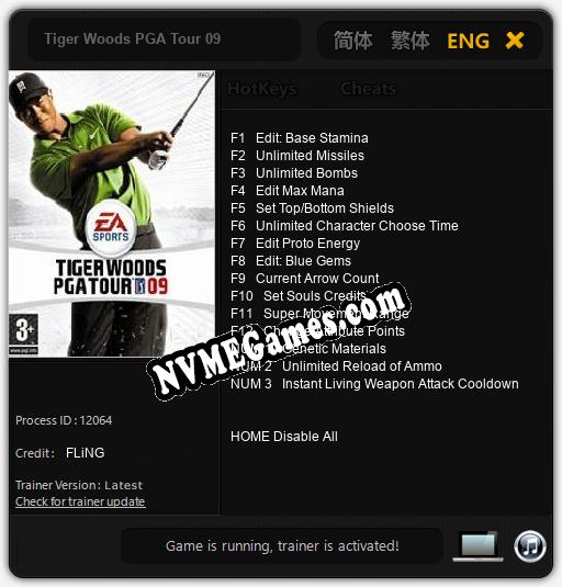 Tiger Woods PGA Tour 09: Cheats, Trainer +15 [FLiNG]