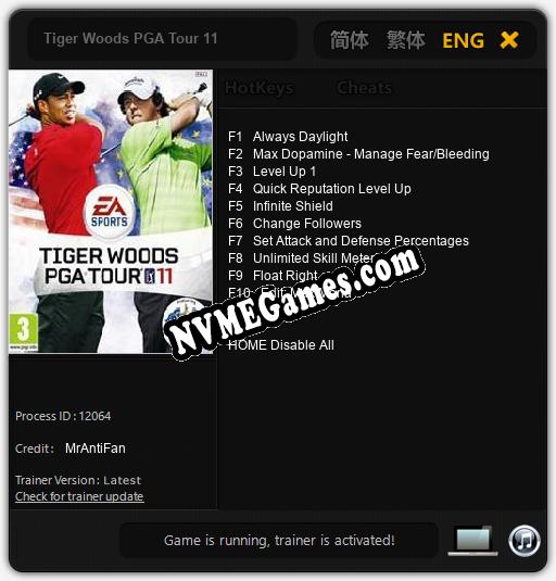 Tiger Woods PGA Tour 11: Trainer +10 [v1.4]