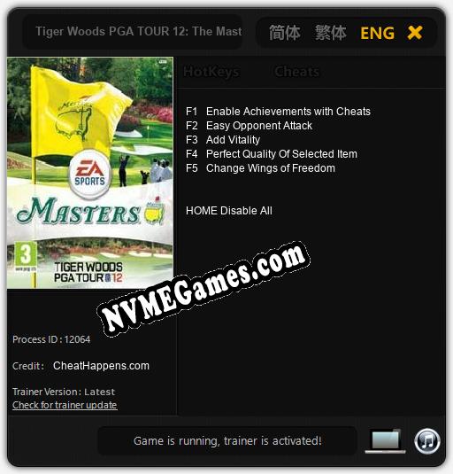 Treinador liberado para Tiger Woods PGA TOUR 12: The Masters [v1.0.8]