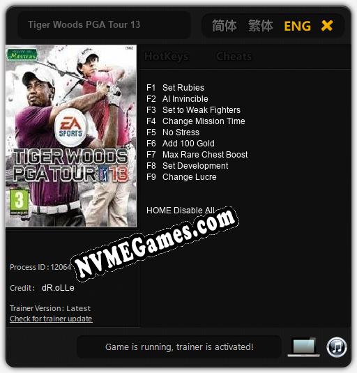 Treinador liberado para Tiger Woods PGA Tour 13 [v1.0.4]