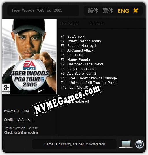 Treinador liberado para Tiger Woods PGA Tour 2005 [v1.0.8]