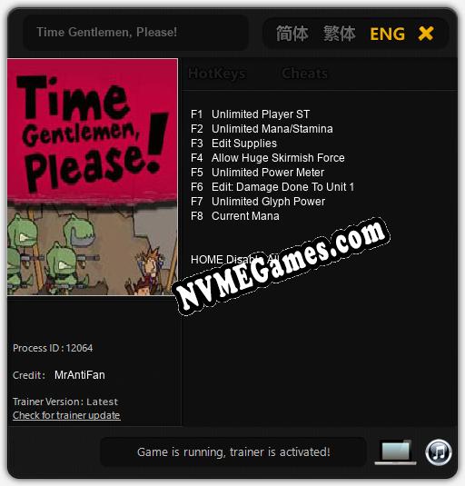 Time Gentlemen, Please!: Treinador (V1.0.3)