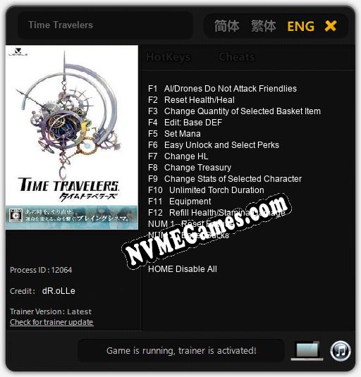 Treinador liberado para Time Travelers [v1.0.3]