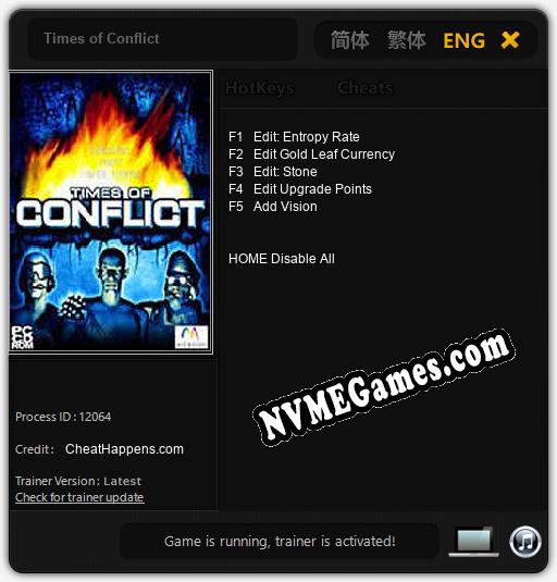 Times of Conflict: Cheats, Trainer +5 [CheatHappens.com]