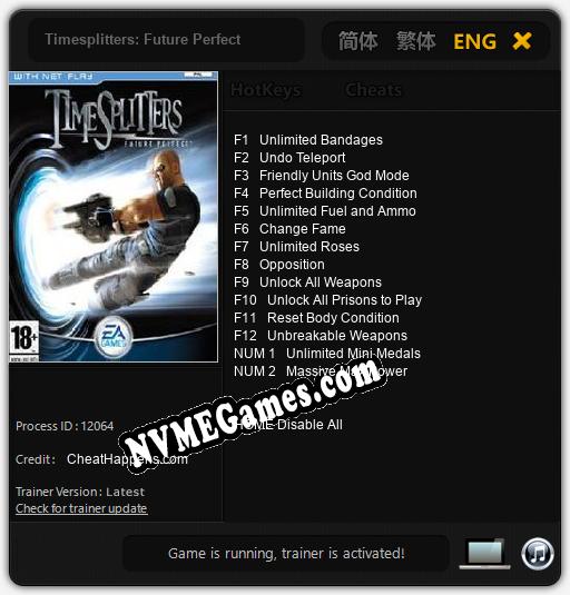 Timesplitters: Future Perfect: Trainer +14 [v1.5]