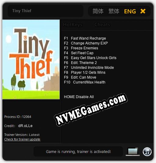 Treinador liberado para Tiny Thief [v1.0.8]