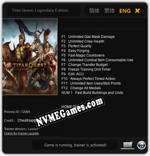 Titan Quest: Legendary Edition: Cheats, Trainer +13 [CheatHappens.com]