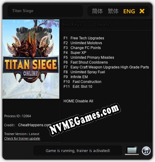 Titan Siege: Trainer +11 [v1.7]