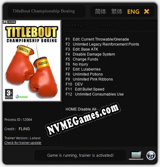 TitleBout Championship Boxing: Cheats, Trainer +12 [FLiNG]