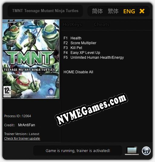 TMNT Teenage Mutant Ninja Turtles: Treinador (V1.0.10)