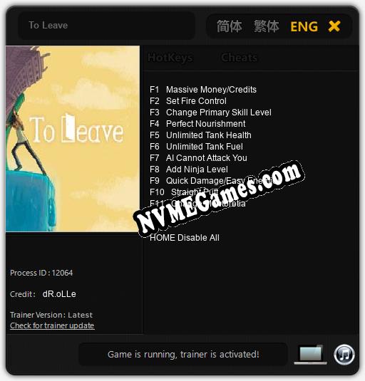 Treinador liberado para To Leave [v1.0.8]