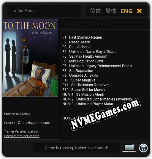 To the Moon: Cheats, Trainer +15 [CheatHappens.com]