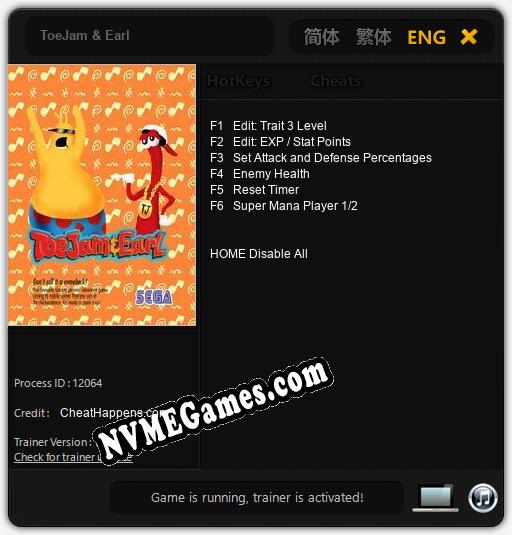 Treinador liberado para ToeJam & Earl [v1.0.2]