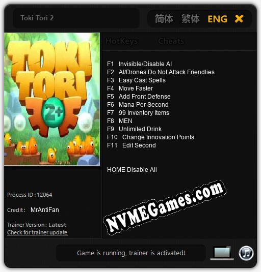 Toki Tori 2: Trainer +11 [v1.7]