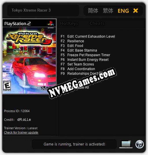 Treinador liberado para Tokyo Xtreme Racer 3 [v1.0.7]