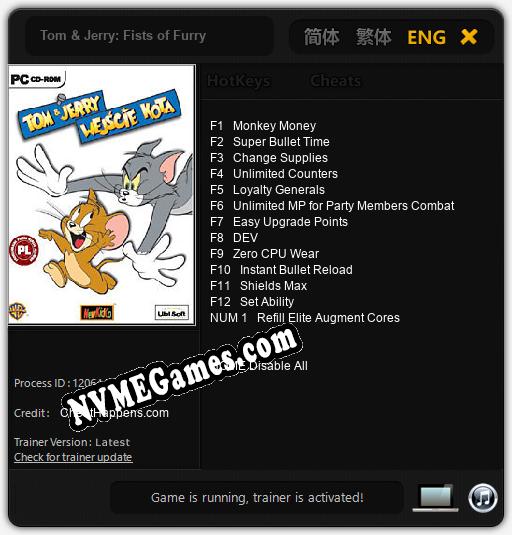 Treinador liberado para Tom & Jerry: Fists of Furry [v1.0.1]