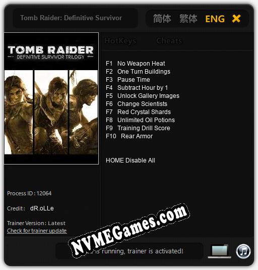 Treinador liberado para Tomb Raider: Definitive Survivor Trilogy [v1.0.3]