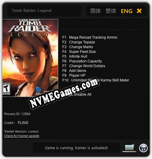 Tomb Raider: Legend: Treinador (V1.0.22)