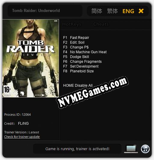 Tomb Raider: Underworld: Trainer +8 [v1.8]