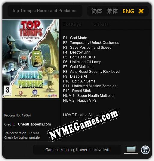 Top Trumps: Horror and Predators: Treinador (V1.0.70)