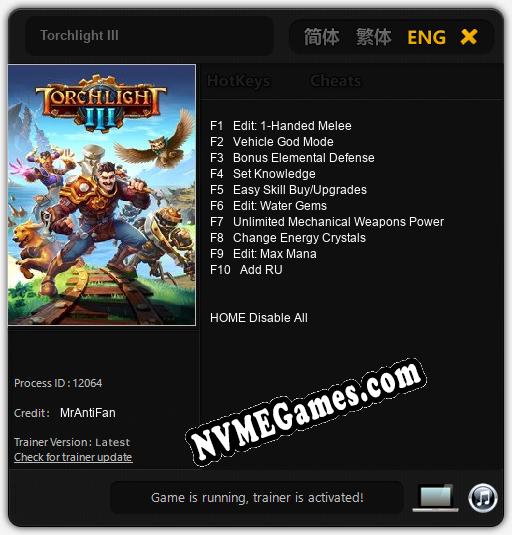 Torchlight III: Cheats, Trainer +10 [MrAntiFan]