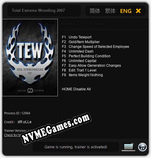 Total Extreme Wrestling 2007: Treinador (V1.0.9)