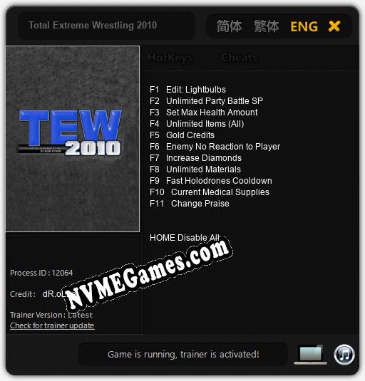 Total Extreme Wrestling 2010: Cheats, Trainer +11 [dR.oLLe]