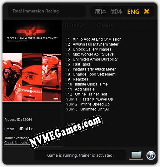 Total Immersion Racing: Trainer +15 [v1.4]