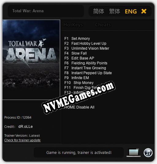 Total War: Arena: Trainer +12 [v1.3]