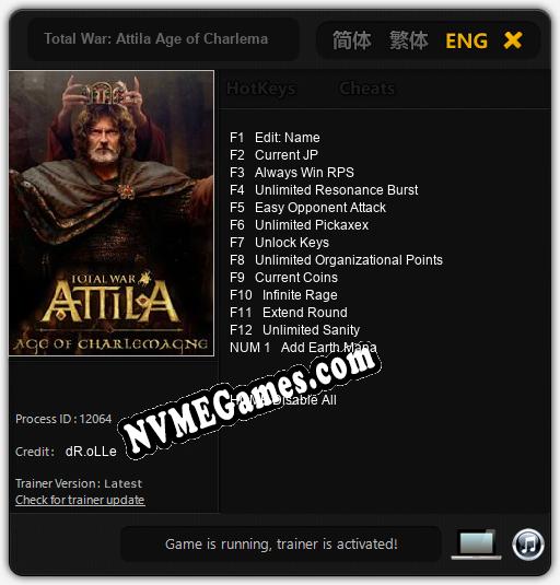 Total War: Attila Age of Charlemagne: Cheats, Trainer +13 [dR.oLLe]