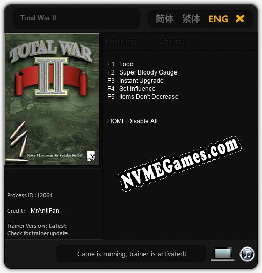 Total War II: Trainer +5 [v1.3]