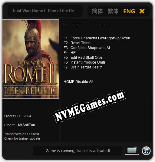 Total War: Rome II Rise of the Republic: Cheats, Trainer +7 [MrAntiFan]