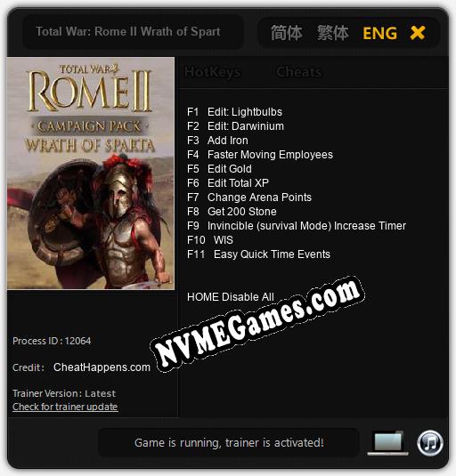 Total War: Rome II Wrath of Sparta: Treinador (V1.0.80)