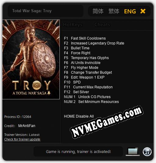 Total War Saga: Troy: Cheats, Trainer +14 [MrAntiFan]