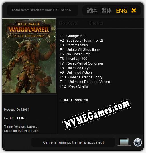 Total War: Warhammer Call of the Beastmen: Cheats, Trainer +12 [FLiNG]