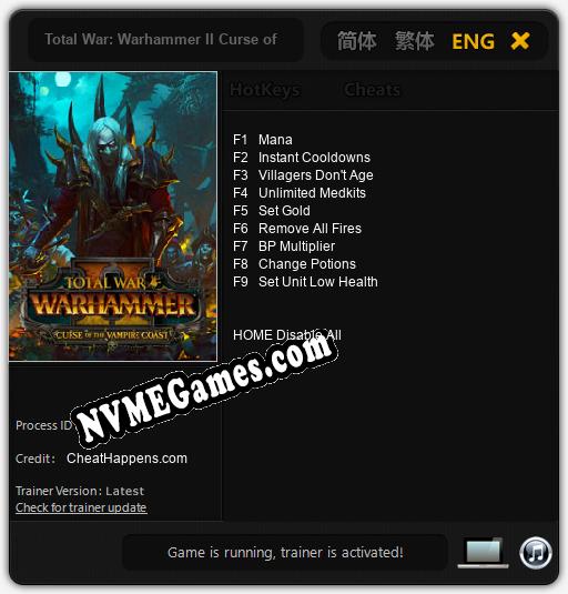 Total War: Warhammer II Curse of the Vampire Coast: Cheats, Trainer +9 [CheatHappens.com]