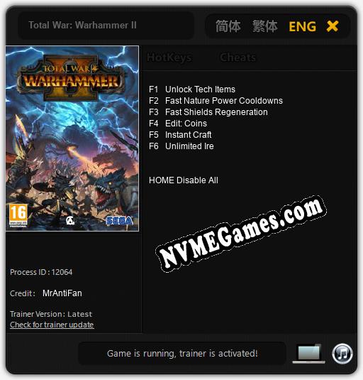 Treinador liberado para Total War: Warhammer II [v1.0.2]