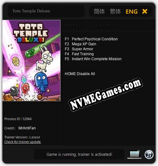 Toto Temple Deluxe: Trainer +5 [v1.5]