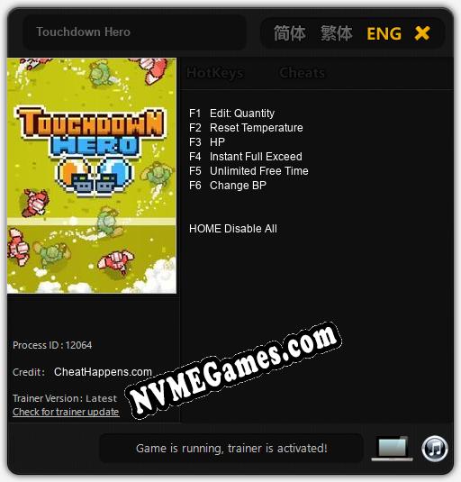 Touchdown Hero: Treinador (V1.0.14)