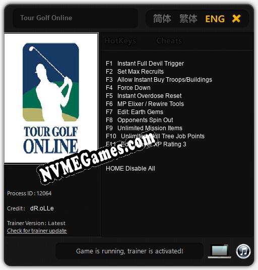 Tour Golf Online: Trainer +11 [v1.9]