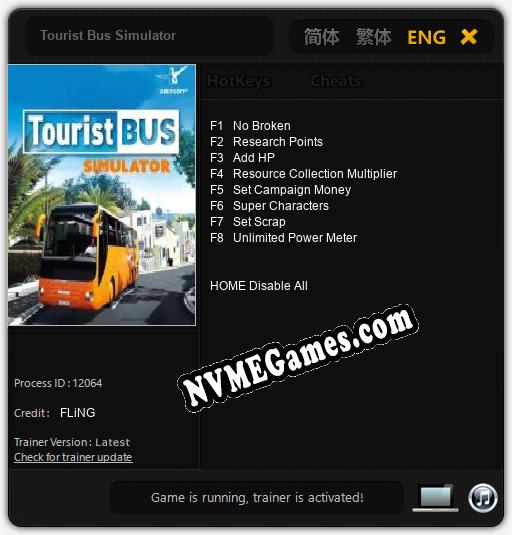 Tourist Bus Simulator: Trainer +8 [v1.8]