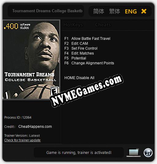 Tournament Dreams College Basketball: Cheats, Trainer +6 [CheatHappens.com]