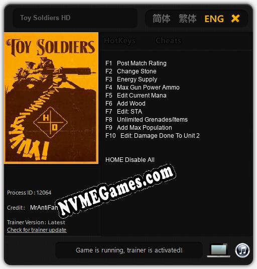 Treinador liberado para Toy Soldiers HD [v1.0.7]