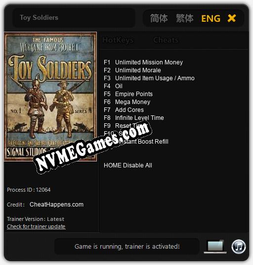 Toy Soldiers: Cheats, Trainer +11 [CheatHappens.com]