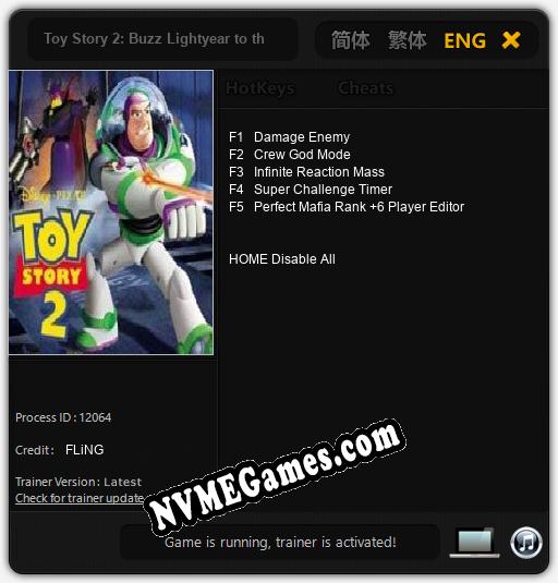 Toy Story 2: Buzz Lightyear to the Rescue: Trainer +5 [v1.3]