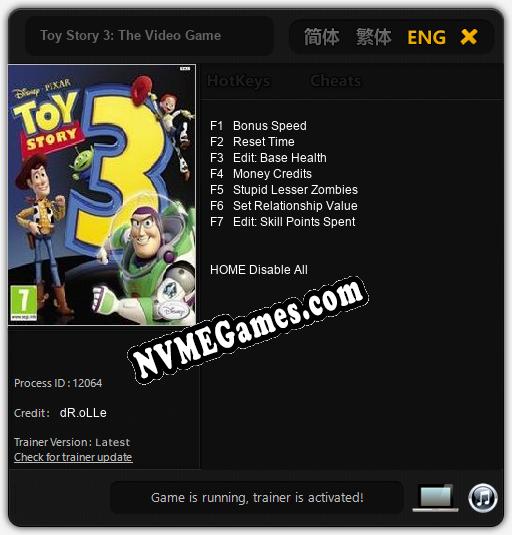 Toy Story 3: The Video Game: Cheats, Trainer +7 [dR.oLLe]