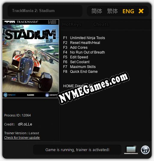 TrackMania 2: Stadium: Trainer +8 [v1.1]