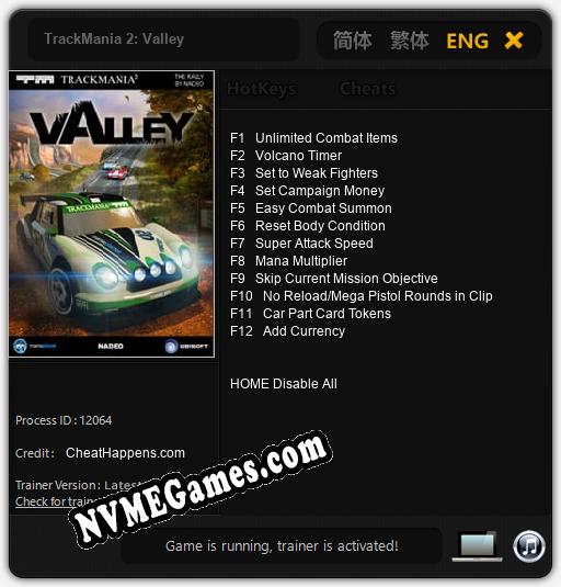 TrackMania 2: Valley: Trainer +12 [v1.4]